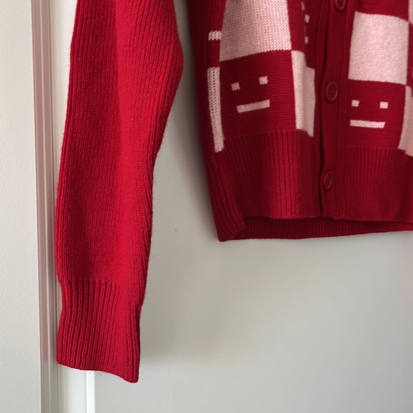 Katlaro Checked Logo-Intarsia Wool Cardigan - Picture 6 of 7